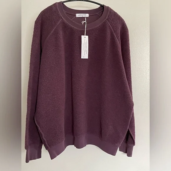 NWT Ziggy-Plum-reverse fleece shrunken crew neck sweatshirt - Picture 5 of 7
